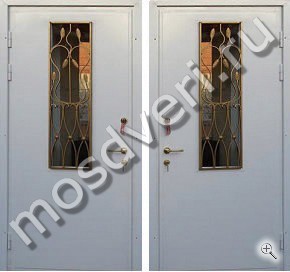 Порошковая дверь с отделкой ковкой и стеклопакетом - купить от производителя Мосдвери Порошковая дверь с отделкой ковкой и стеклопакетом