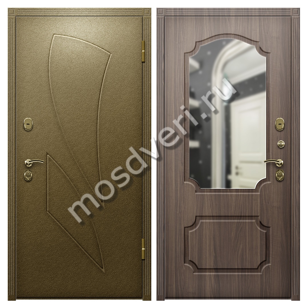 Дверь железная входная с зеркалом и терморазрывом TD-125 - купить от производителя Мосдвери Дверь железная входная с зеркалом и терморазрывом TD-125