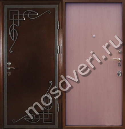 Дверь с порошковым окрасом и ковкой снаружи и ламинатом внутри - купить от производителя Мосдвери Дверь с порошковым окрасом и ковкой снаружи и ламинатом внутри